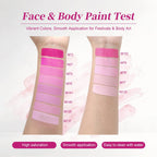Anka Bella pink series face paint arm swatches, high saturation water-based pigment