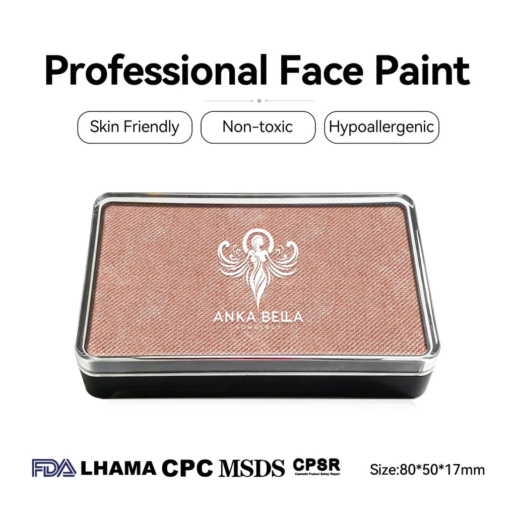 Anka Bella Pearl Brick‑Red face paint, skin‑friendly non‑toxic hypoallergenic with FDA CPSR MSDS LHAMA CPC certification size 80*50*17mm