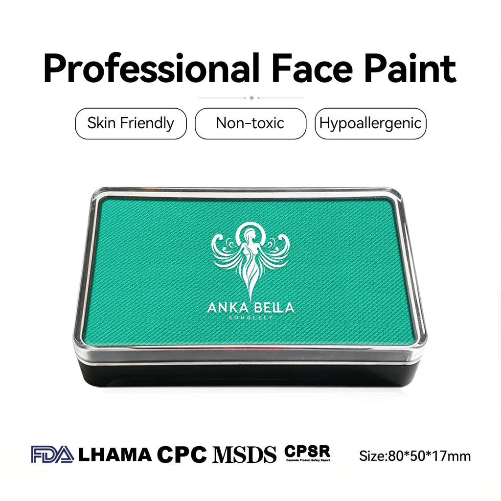 Anka Bella professional matte mint green face paint palette, skin friendly non-toxic face body paint
