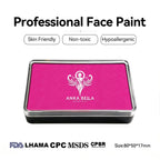 Anka Bella professional matte hot pink face paint, skin friendly non‑toxic hypoallergenic, FDA LHAMA CPC MSDS CPSR certified, dimension 80×50×17mm