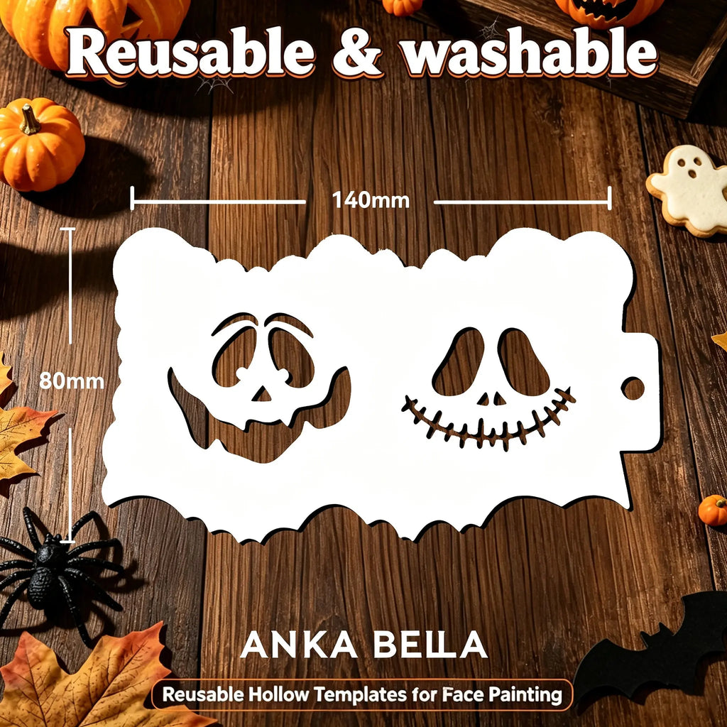Reusable washable Halloween face paint stencil, Jack Skellington pumpkin face template size 140*80mm