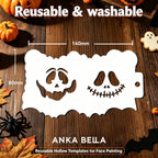 Reusable washable Halloween face paint stencil, Jack Skellington pumpkin face template size 140*80mm