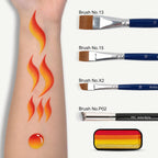 Anka Bella 5 Shade Fire Red Orange Gold Water Activated Face Paint, Non-Toxic Skin Safe Washable Kids Body Paint for Halloween Cosplay Anka Bella