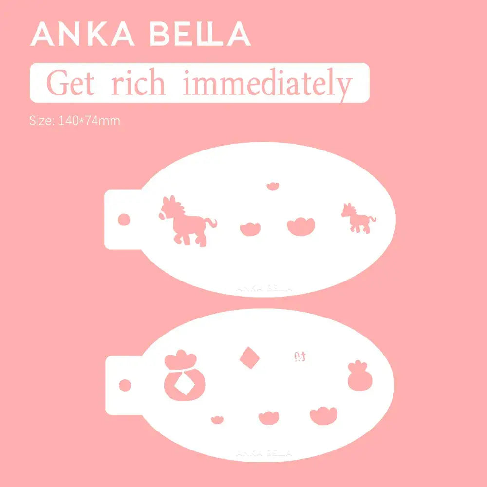 ANKA BELLA 2026 Year of the Horse Face Painting Stencils - "Instant Wealth" Lucky Lunar New Year Makeup Templates - Reusable Plastic Stencils for Body Art, Glitter Tattoos, and CNY Parties (2 Pack) Anka Bella