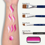 Anka Bella face paint swatch on arm with face painting brushes,  Pink Gradient