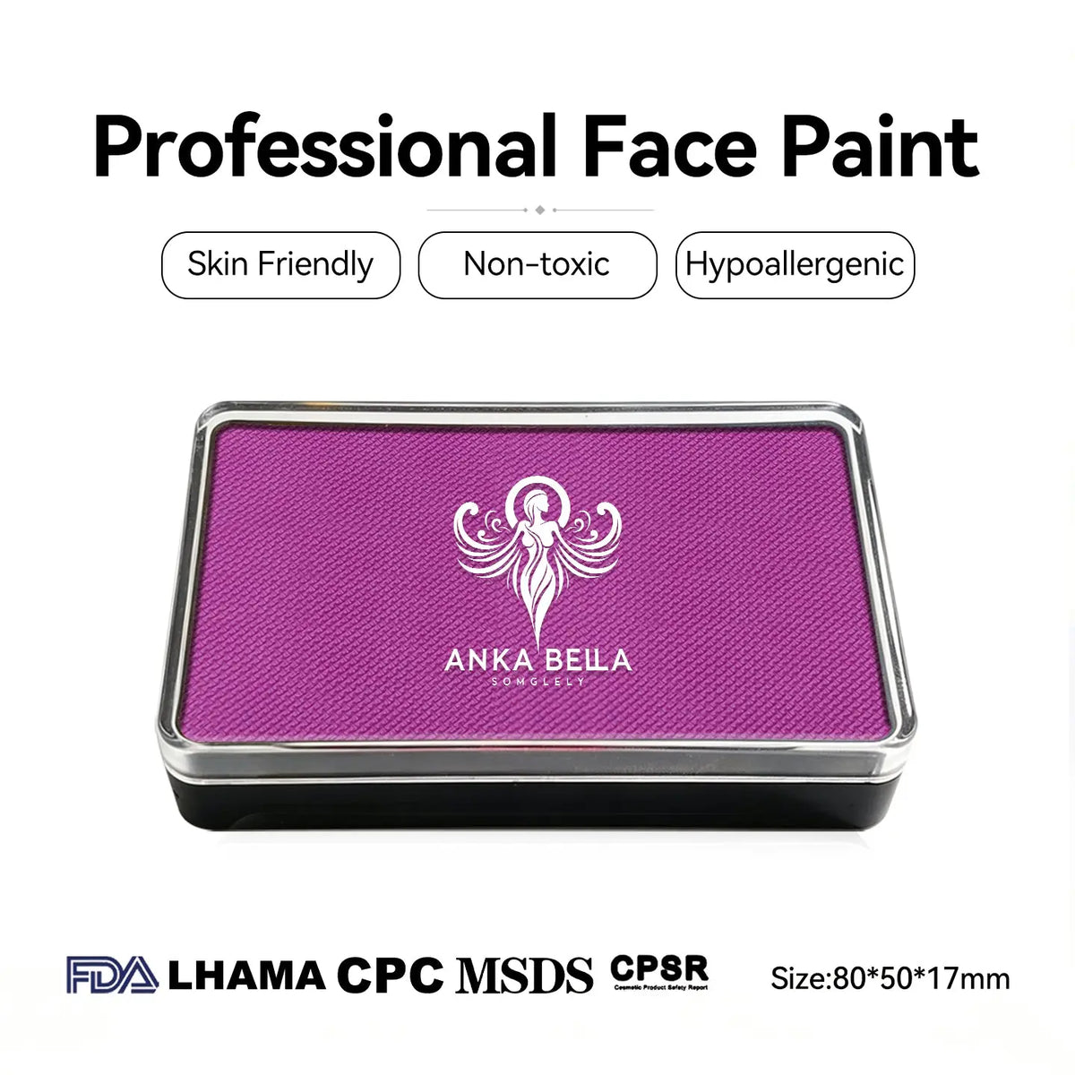 Anka Bella professional matte light purple face paint palette, skin friendly non-toxic face body paint