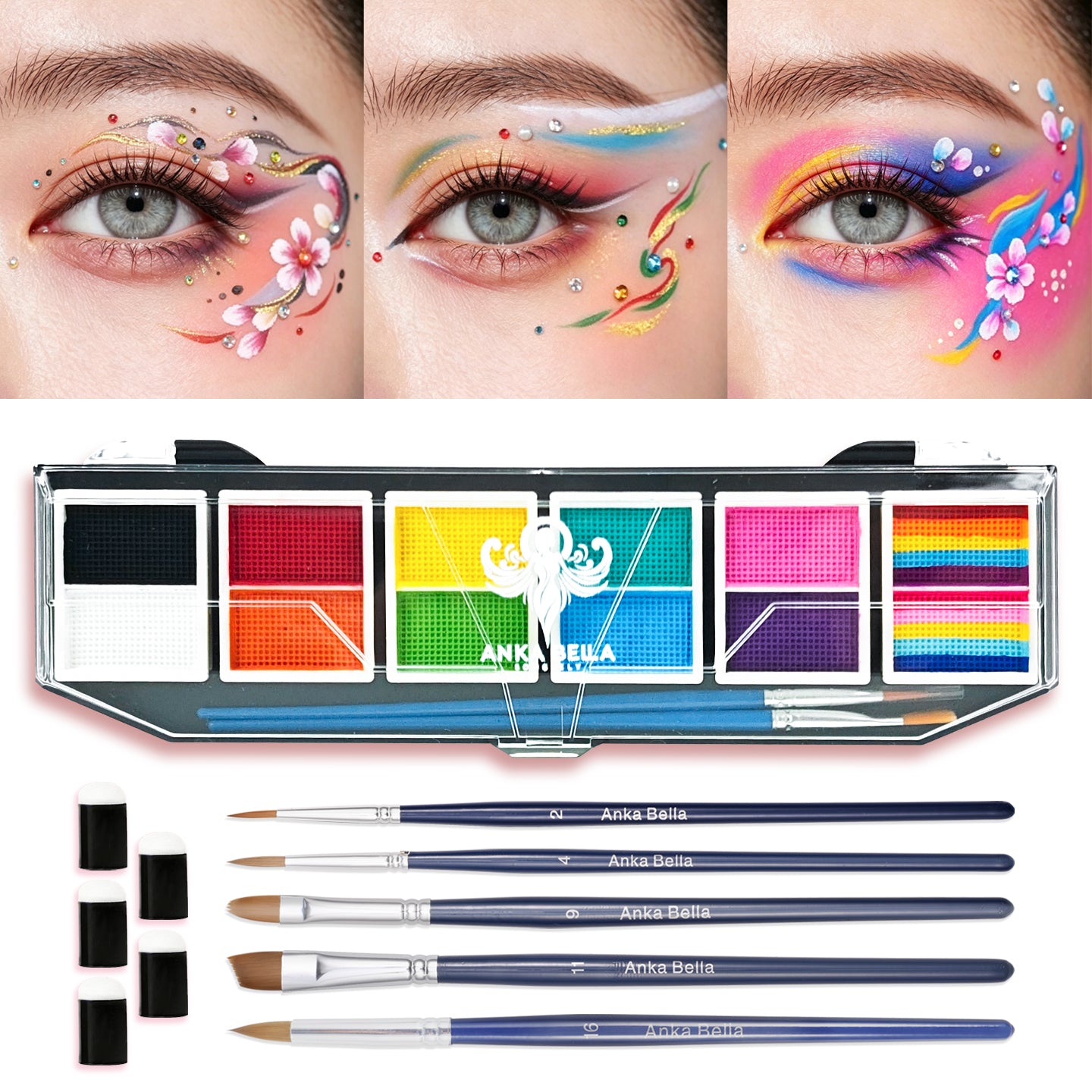6-Color stage – Bright & Blendable Face & Body Paint for Creative Designs Anka Bella