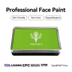 Anka Bella professional matte grass green face paint, skin friendly non‑toxic hypoallergenic, FDA LHAMA CPC MSDS CPSR certified, size 80×50×17mm