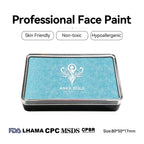 Anka Bella Pearl Aqua Blue Face Paint 50g, Water-Based Shimmer Non-Toxic Hypoallergenic Body Paint Cake for Halloween Festival Cosplay Anka Bella