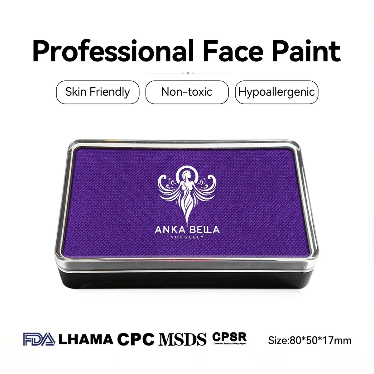 Anka Bella professional matte purple face paint palette, skin friendly non-toxic face body paint
