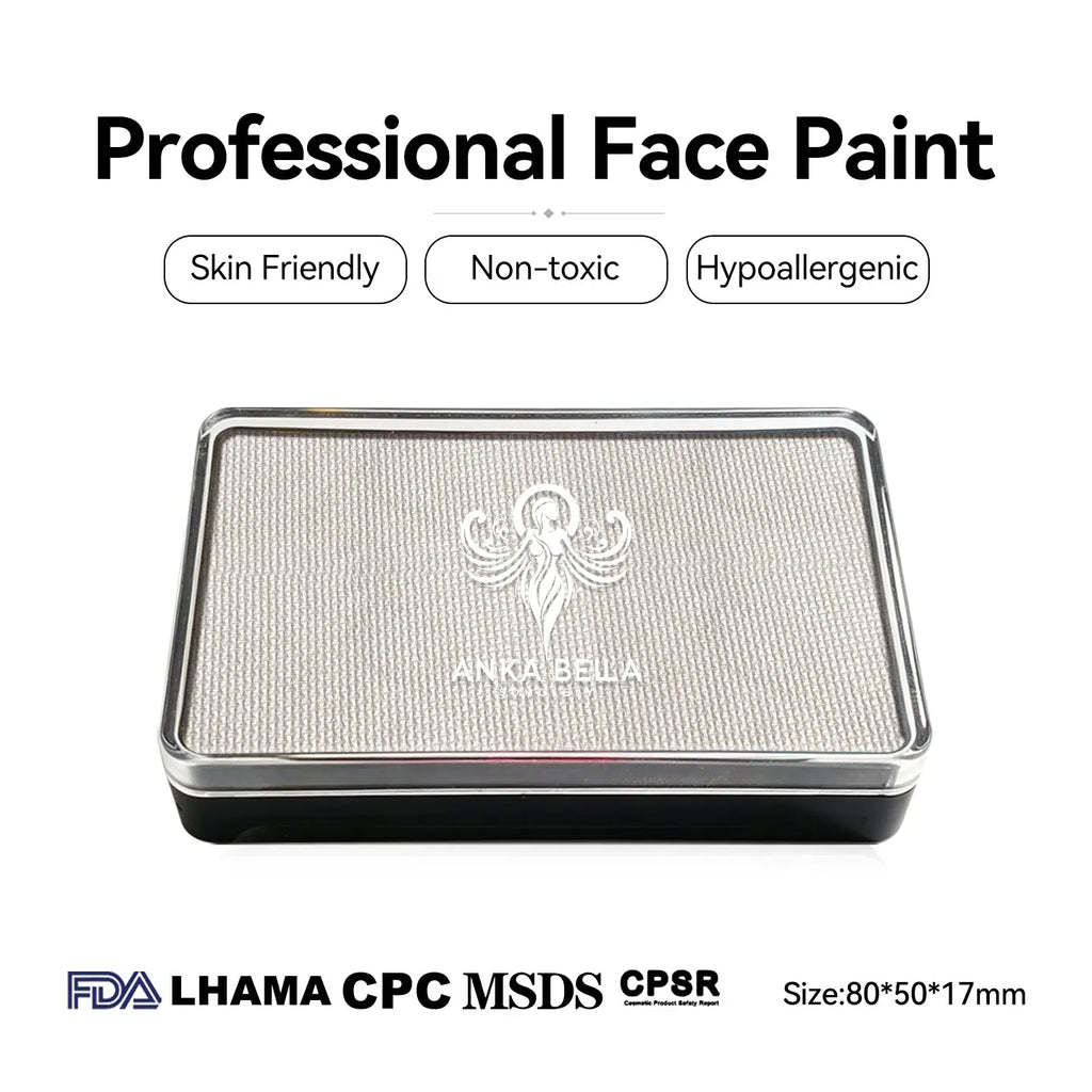 Anka Bella Pearl White face paint, skin‑friendly non‑toxic hypoallergenic with FDA CPSR MSDS LHAMA CPC certification size 80*50*17mm