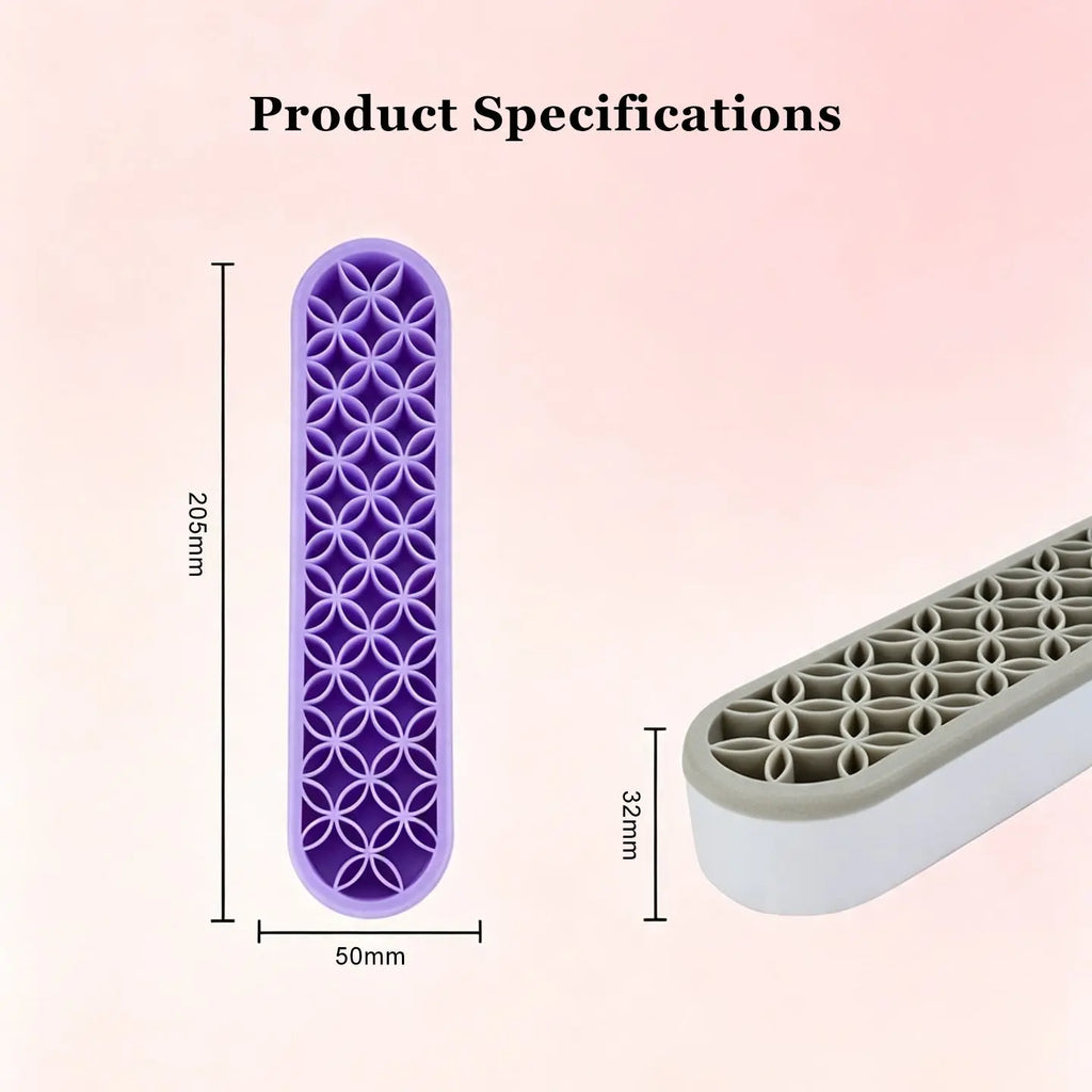 Anka Bella silicone brush holder dimension drawing, 205*50*32mm, purple storage rack size chart