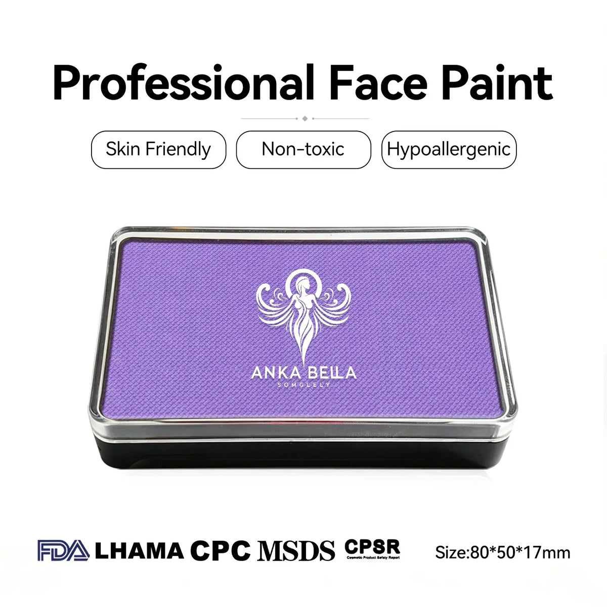 Anka Bella professional matte violet face paint palette, skin friendly non-toxic face body paint