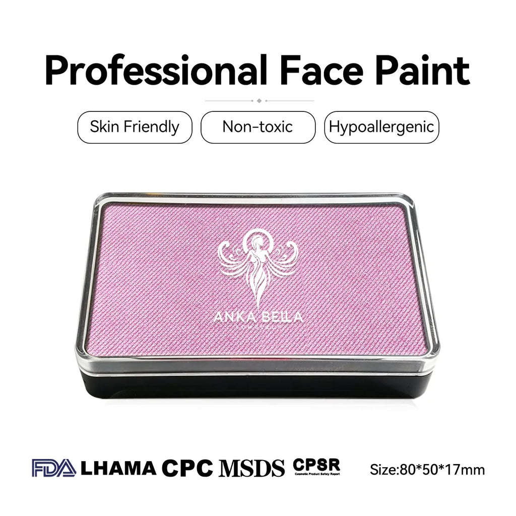 Anka Bella professional pearl orchid pink face paint, skin friendly non-toxic hypoallergenic, FDA LHAMA CPC MSDS CPSR certified, size 80x50x17mm