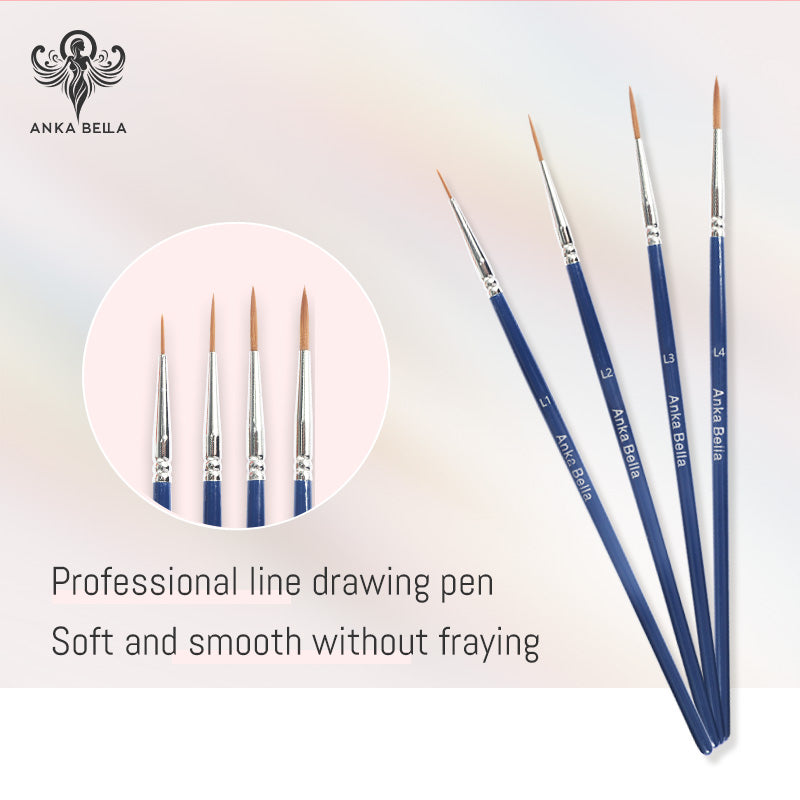 Anka Bella Professional Fine Line Brush Set for Face Painting – 4 pcs