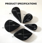 Anka Bella face paint sponge size chart, measurements of all teardrop sponge sizes