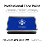 Anka Bella professional matte royal blue face paint, skin friendly non‑toxic hypoallergenic, FDA LHAMA CPC MSDS CPSR certified, size 80×50×17mm