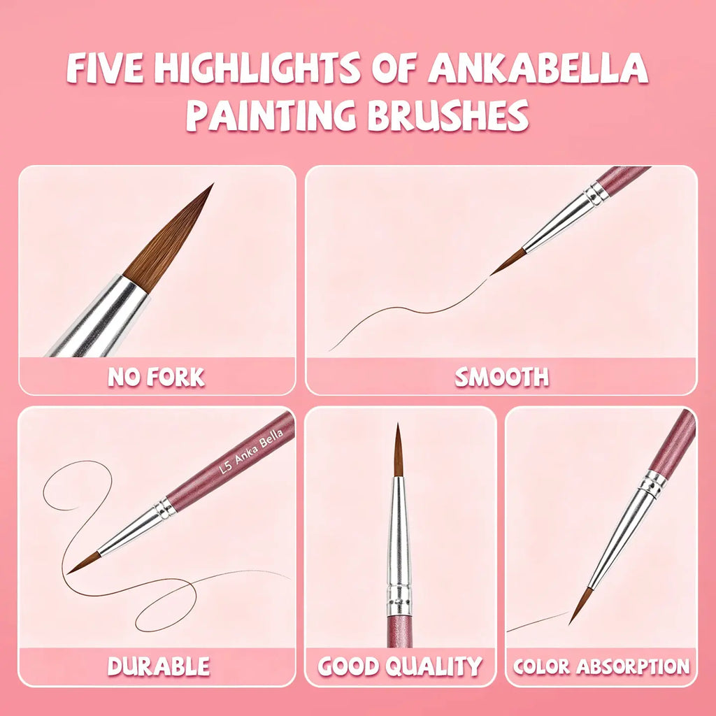 Five highlights for Anka Bella painting brushes: no fork, smooth, durable, good quality, color absorption