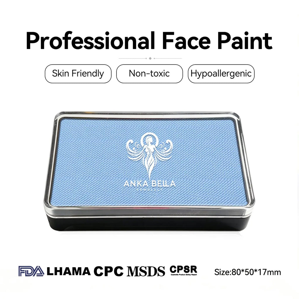 Anka Bella Matte Light Blue Face Paint 50g, Water‑Based High Pigment Non‑Toxic Hypoallergenic Body Paint Cake for Cosplay Halloween Carnival（副本） Anka Bella