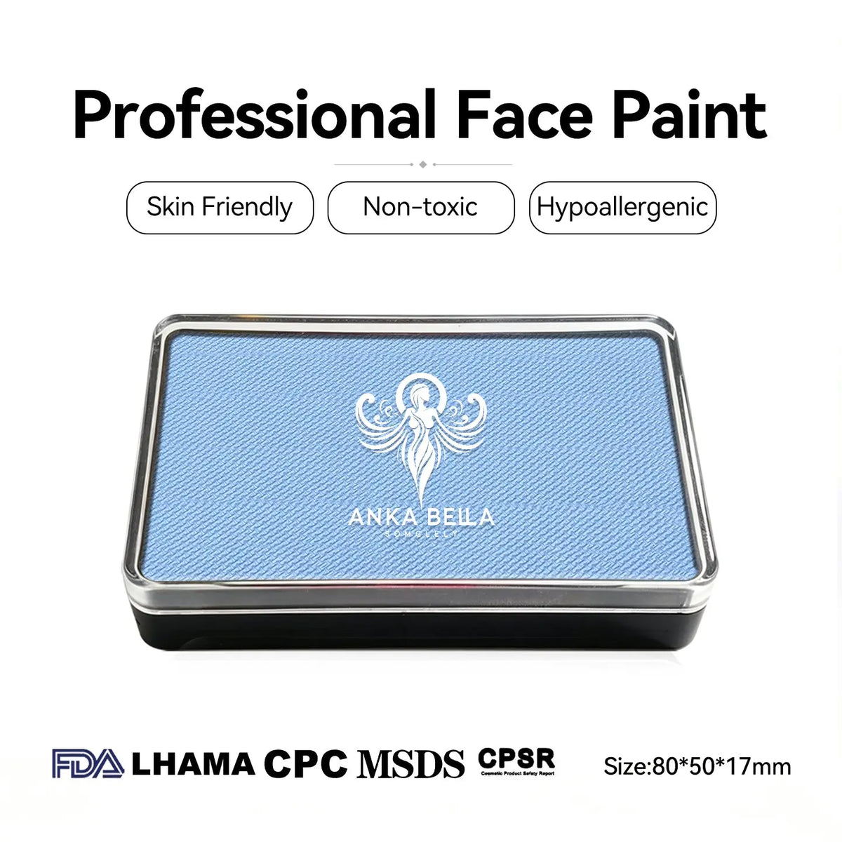 Anka Bella Matte Light Blue Face Paint 50g, Water‑Based High Pigment Non‑Toxic Hypoallergenic Body Paint Cake for Cosplay Halloween Carnival（副本） Anka Bella