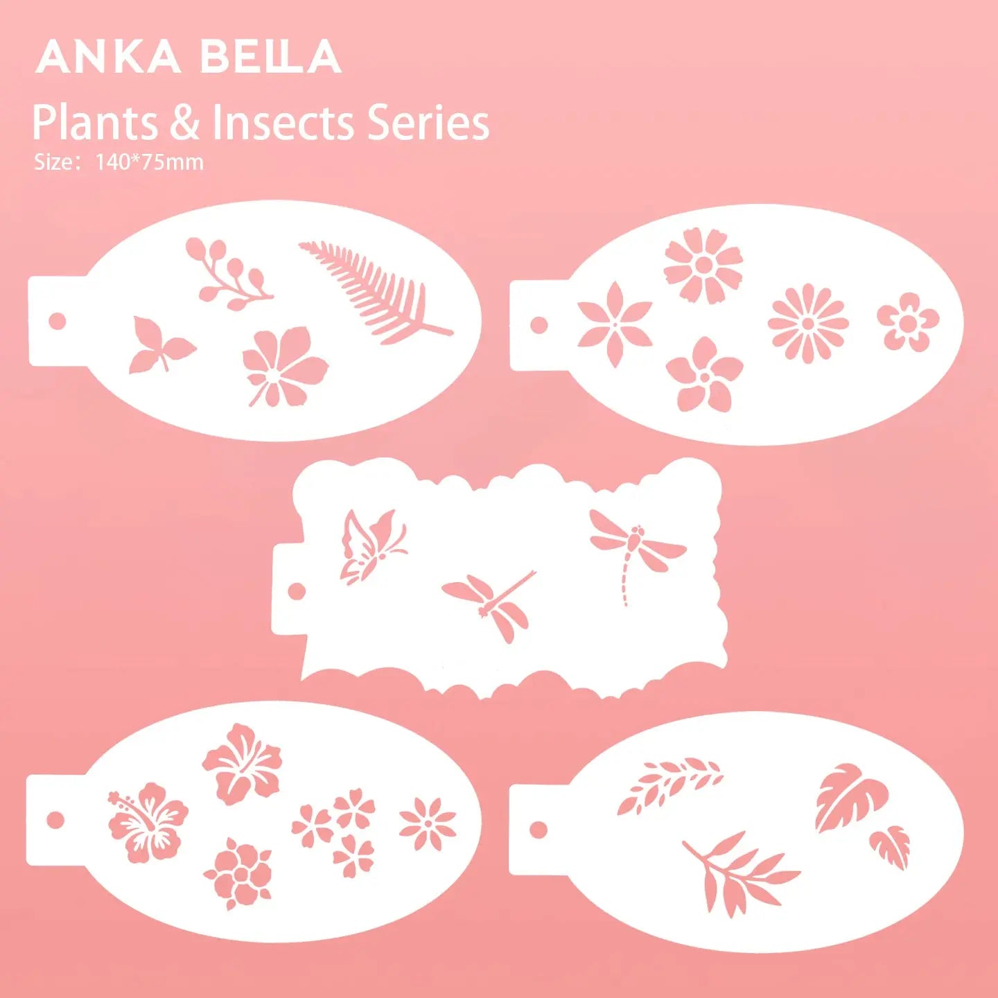 AnkaBella Plants & Insects Series face paint stencils, flower butterfly dragonfly cut‑outs