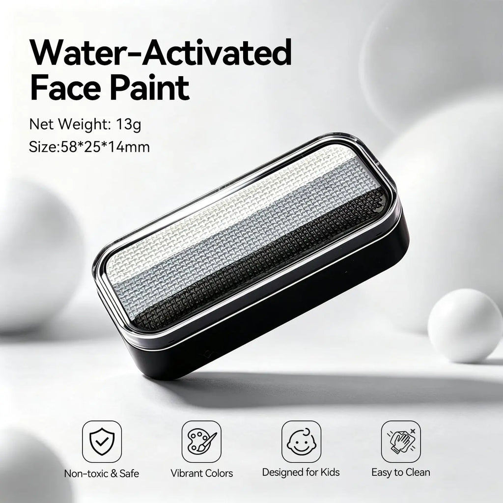 Anka Bella water-activated grayscale face paint tin palette, 13g 58*25*14mm non-toxic vibrant pigment easy to clean for kids party makeup