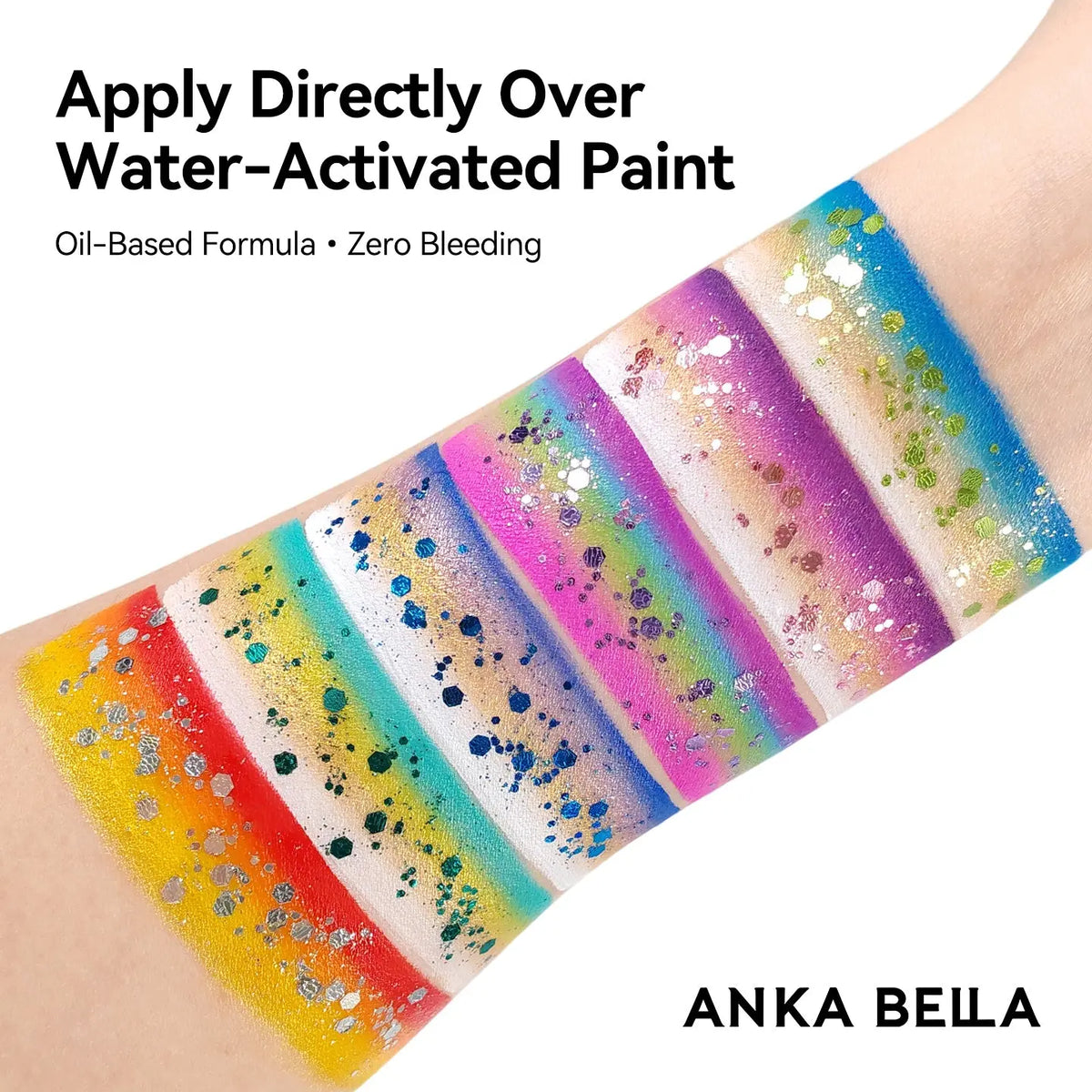 Anka Bella Iridescent Black Silver Glitter, Safe Face Body Glitter for Festival Makeup Anka Bella