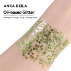 Anka Bella Iridescent Green Gold Glitter, Safe Face Body Glitter for Festival Makeup Anka Bella
