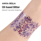 Anka Bella Iridescent Purple Silver Glitter, Safe Face Body Glitter for Festival Makeup Anka Bella