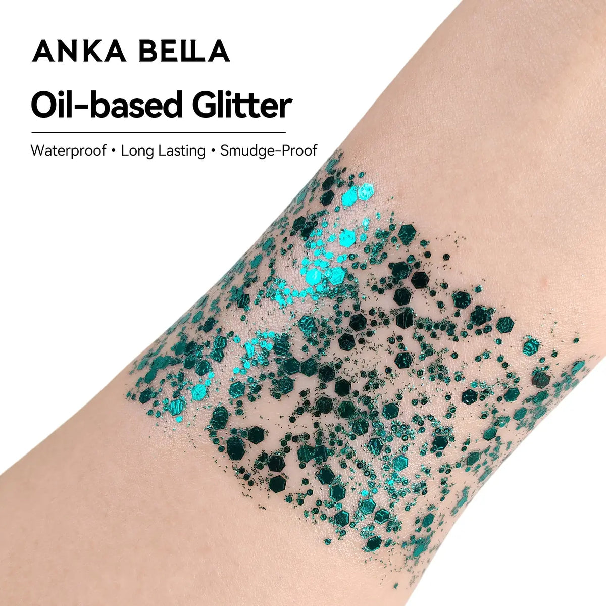 Anka Bella Iridescent Green Silver Glitter, Safe Face Body Glitter for Festival Makeup Anka Bella