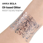 Anka Bella Iridescent Black Silver Glitter, Safe Face Body Glitter for Festival Makeup Anka Bella