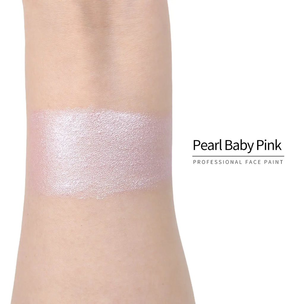 Anka Bella Pearl Baby‑Pink face paint arm swatch, soft shimmer pearl pastel baby pink body paint sample on skin