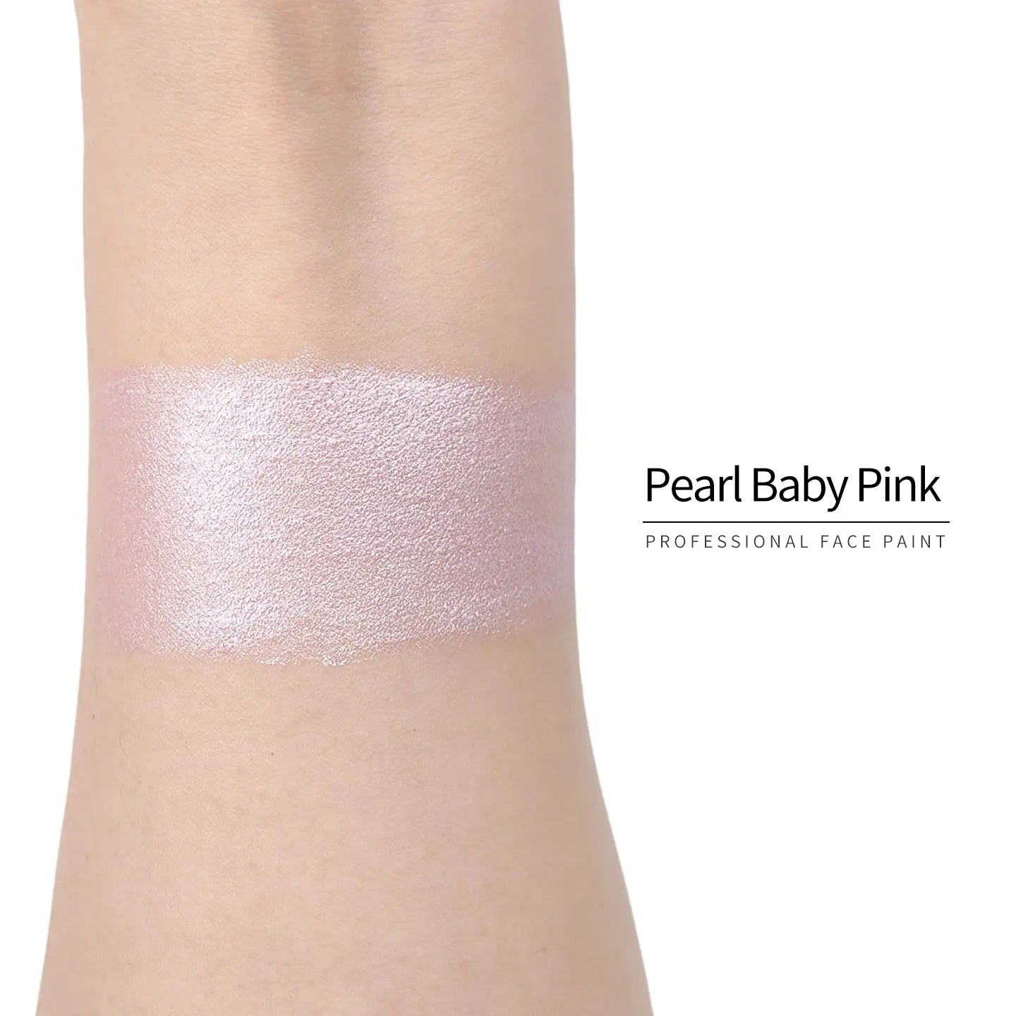 Anka Bella Pearl Baby‑Pink face paint arm swatch, soft shimmer pearl pastel baby pink body paint sample on skin