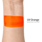 Anka Bella UV Orange face paint arm swatch, bright neon orange UV glow body paint sample