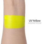 Anka Bella UV Yellow face paint arm swatch, bright neon yellow UV glow body paint sample on skin