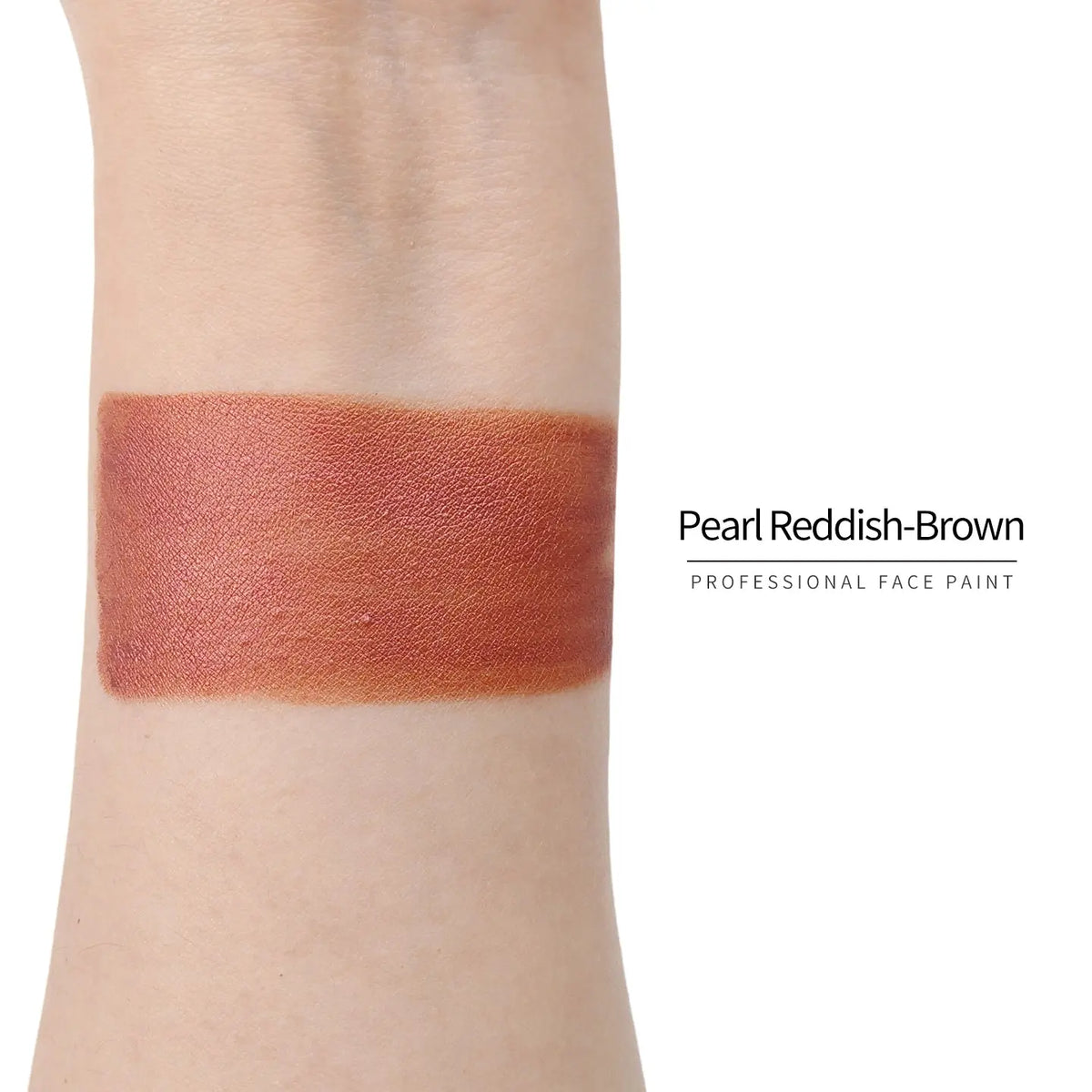 Anka Bella Pearl Reddish‑Brown face paint arm swatch, warm shimmer pearl reddish‑brown body paint sample on skin