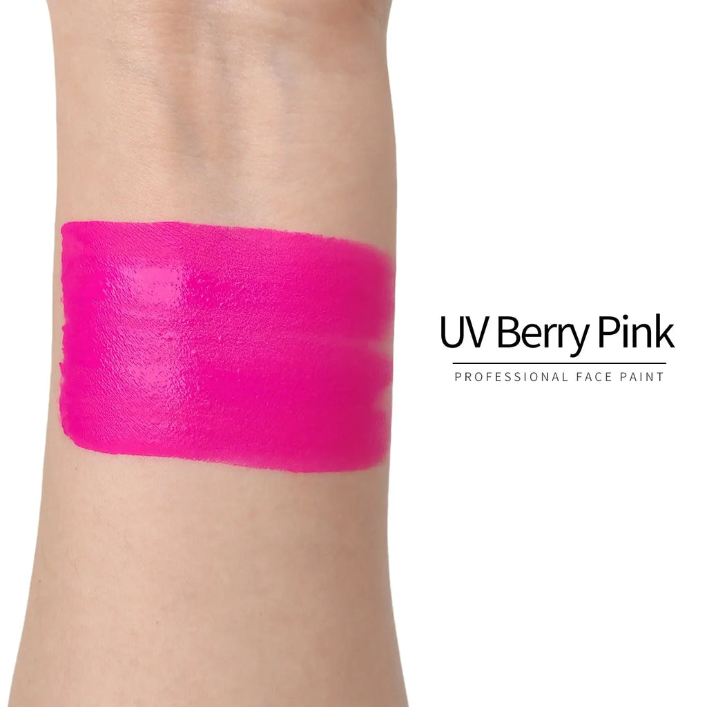 Anka Bella UV Berry‑Pink Solid Face Paint 50g, Water‑Based Non‑Toxic Hypoallergenic UV Glow Body Paint Cake for Professional Face Painters Rave Halloween Party Anka Bella
