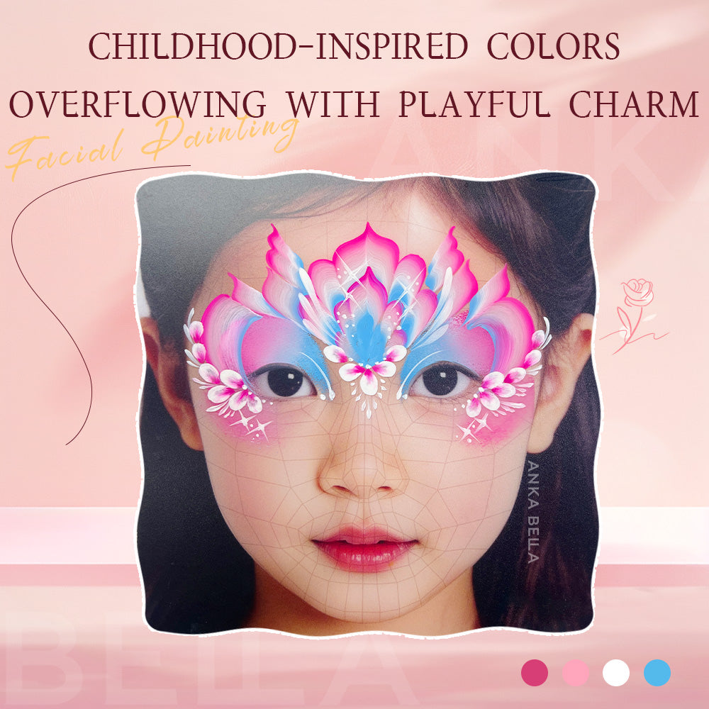 Rose Elsa Rainbow Strips Face Paintings, Anka Bella