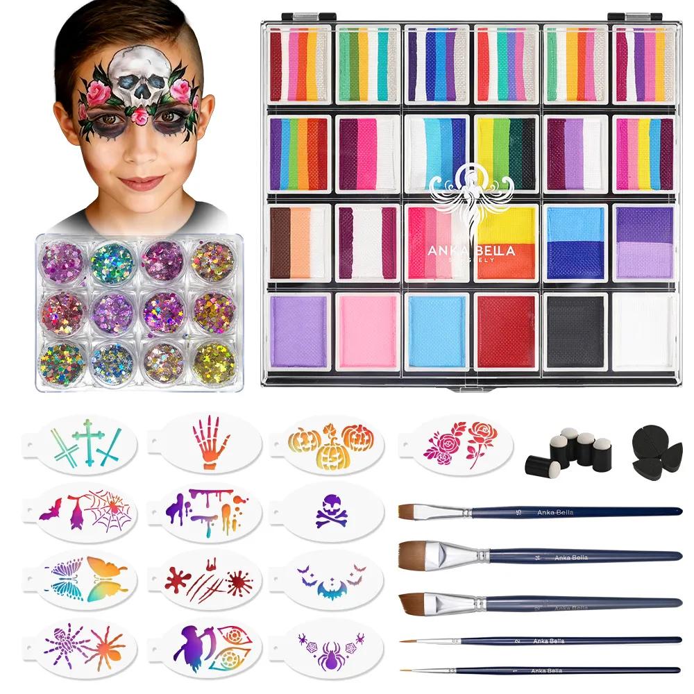 Halloween Face Paint Kit – All-Round Palette with Stencils & Glitter