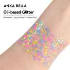 Anka Bella Iridescent Multi Color Round Glitter, Round Sequins for Face Body & Nail Art Anka Bella