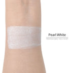 Anka Bella Pearl White face paint arm swatch, luminous shimmer pearl white body paint sample on skin