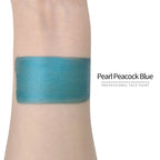 Anka Bella Pearl Peacock‑Blue face paint arm swatch, rich shimmer peacock‑blue pearl body paint sample on skin
