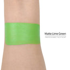 Anka Bella Matte Lime Green face paint arm swatch, vibrant matte lime green body paint sample on skin