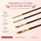 Anka Bella 4 pieces angle face painting brushes product display, soft easy wash bristles