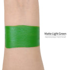 Anka Bella Matte Light Green face paint arm swatch, saturated matte light‑green body paint sample on skin