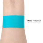 Anka Bella Matte Turquoise face paint arm swatch, vivid tropical turquoise matte body paint sample on skin