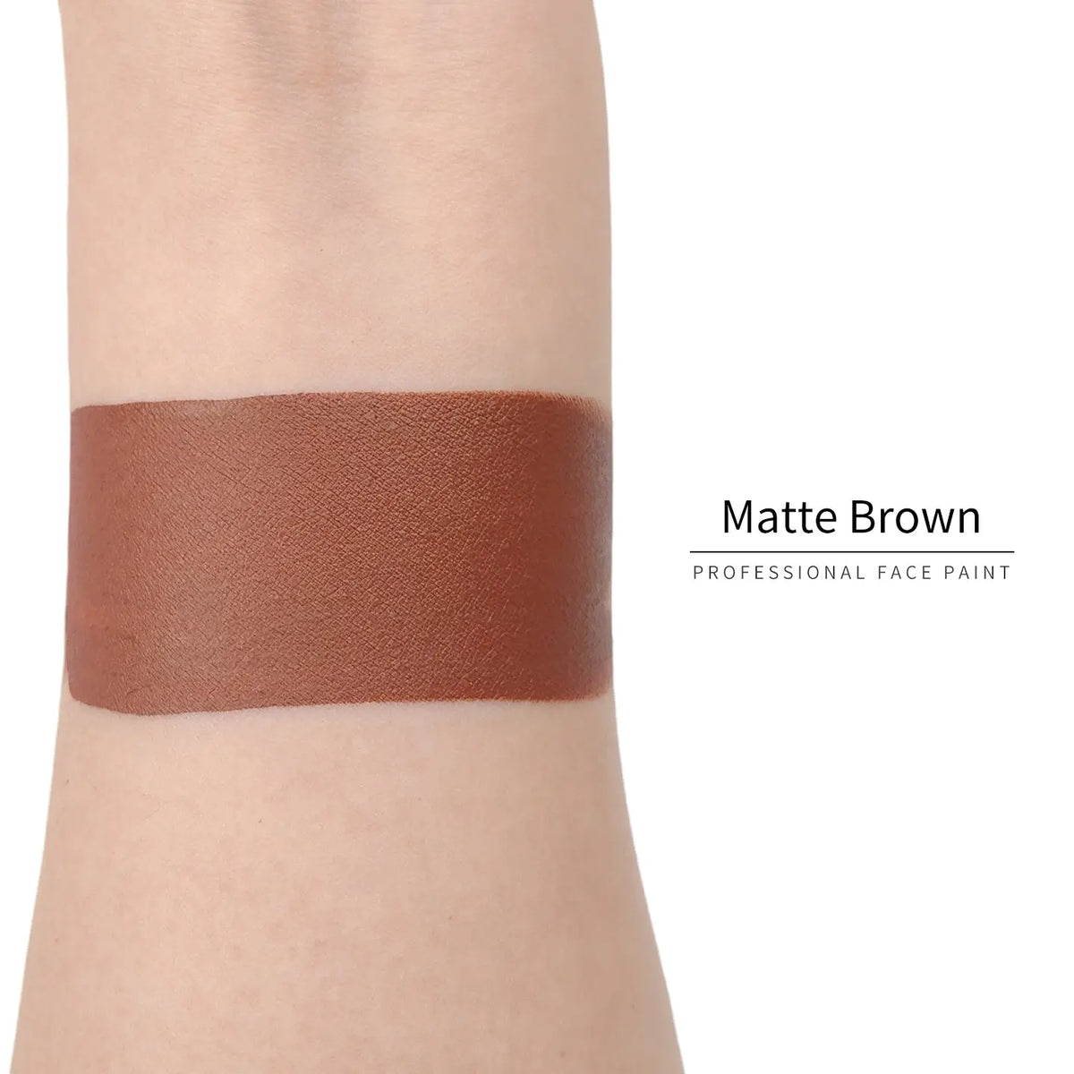 Anka Bella Matte Brown face paint arm swatch, natural earth‑toned matte brown body paint sample on skin