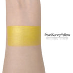 Anka Bella Pearl Sunny‑Yellow face paint arm swatch, bright shimmer sunny‑yellow pearl body paint sample on skin