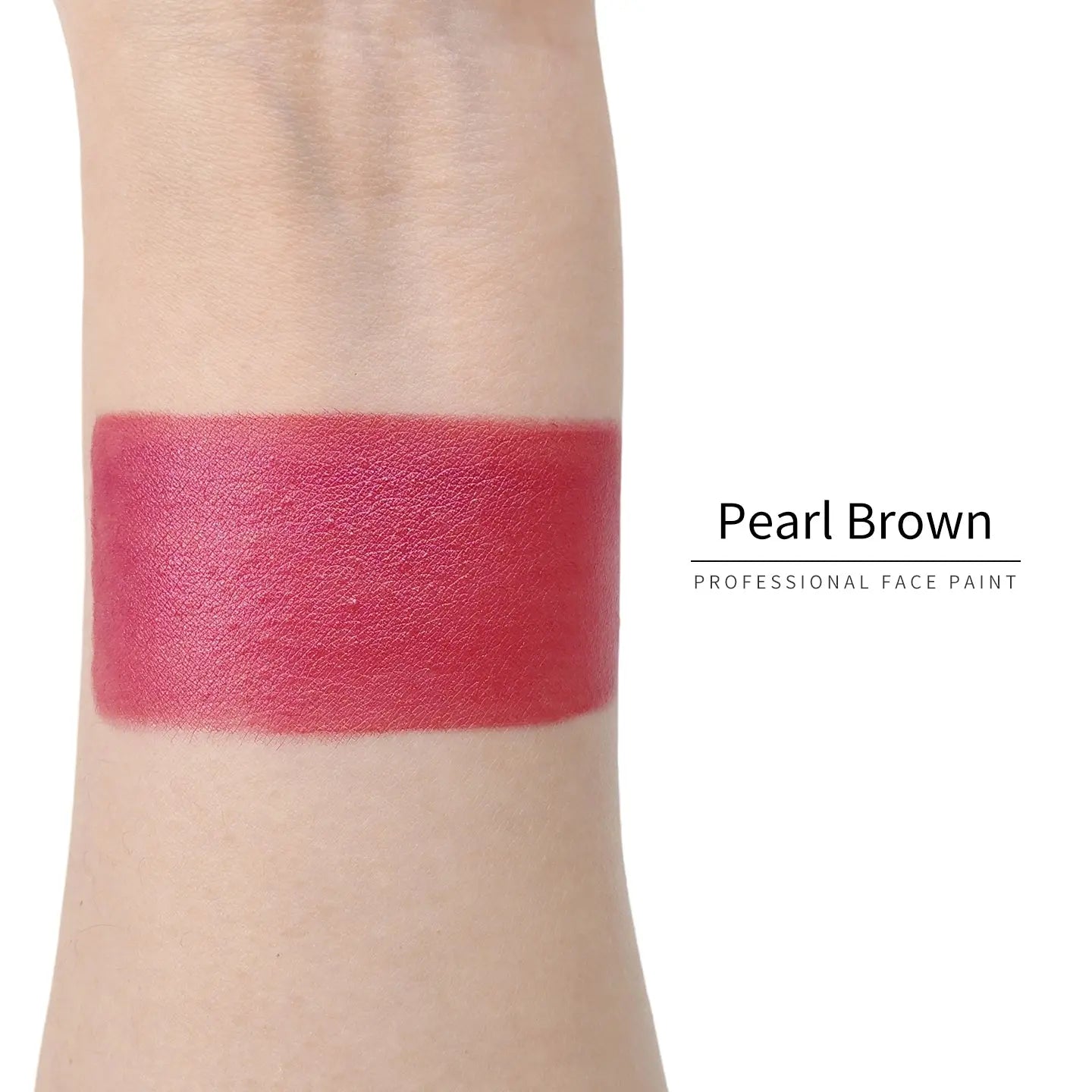 Anka Bella Pearl Brown face paint arm swatch, rich shimmer burgundy-brown pearl body paint sample on skin