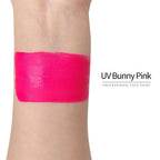 Anka Bella UV Bunny Pink face paint arm swatch, bright neon bunny pink UV glow body paint sample on skin